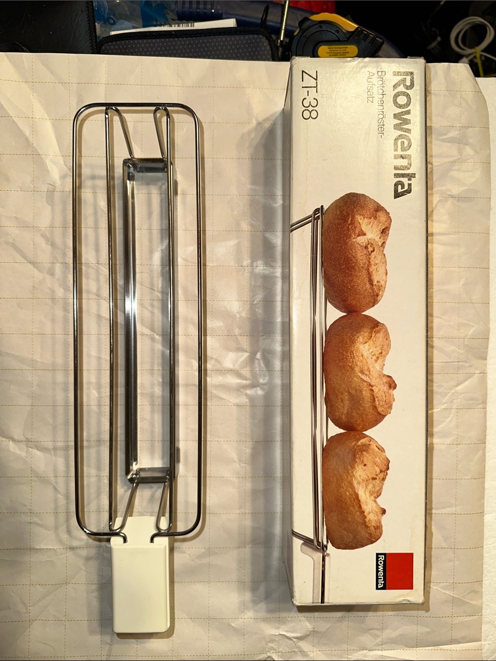 Vintage Rowenta ZT-38 bread roll warmer attachment for toaster (open box)